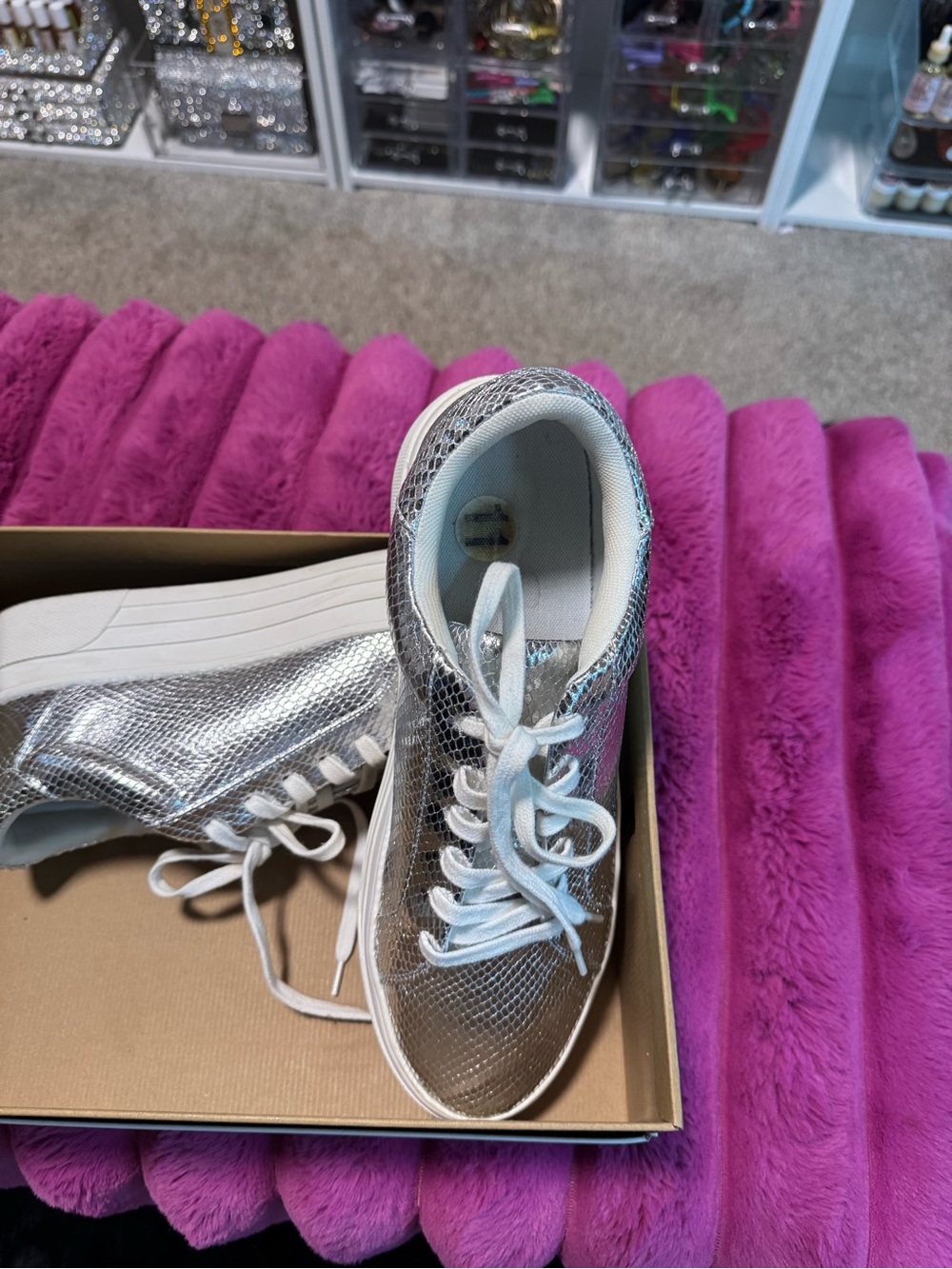 Jessica Simpson Silver Metallic Platform Sneakers